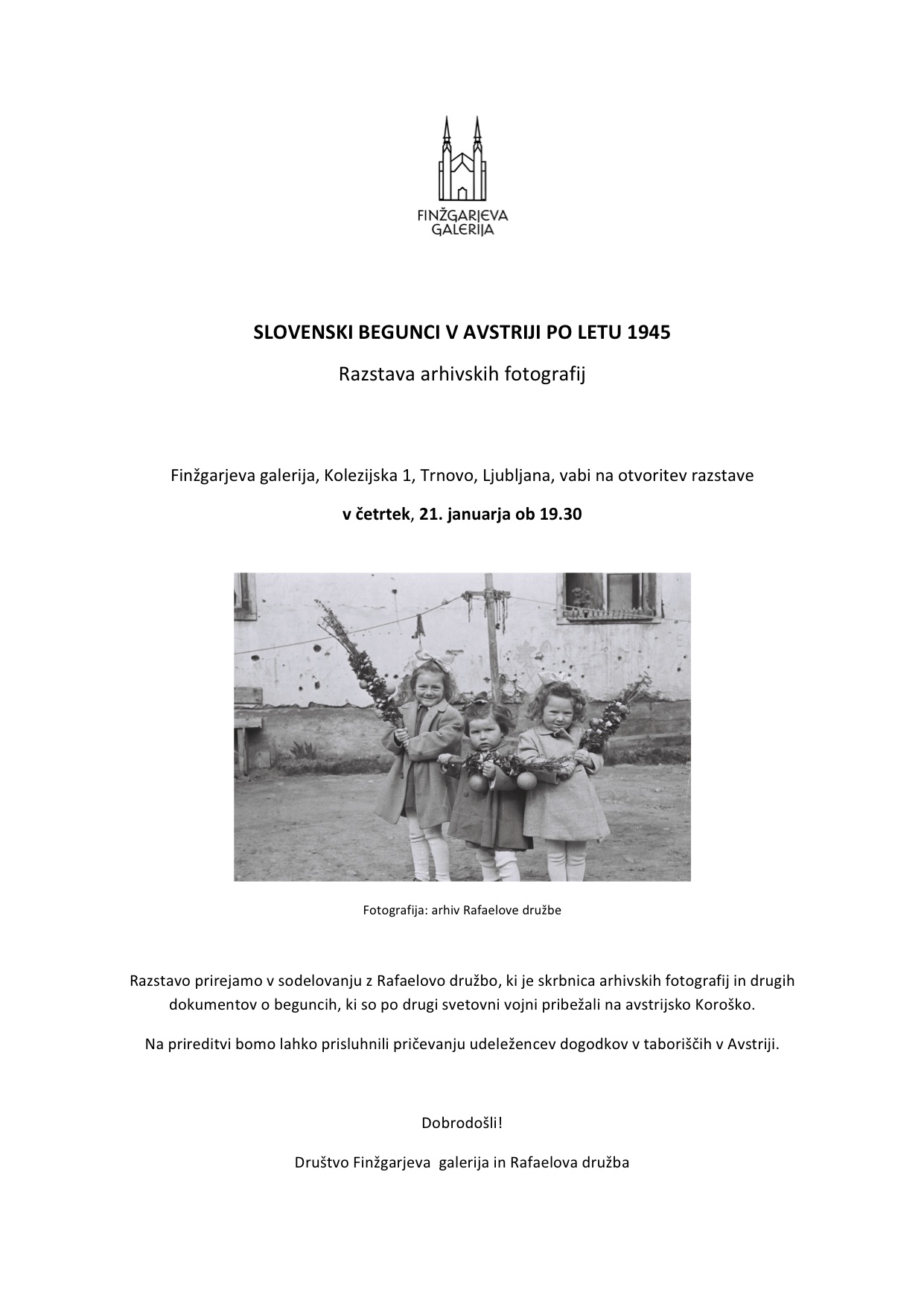 Arhivska razstava: Slovenski begunci v Avstriji po letu 1945. Finžgarjeva galerija