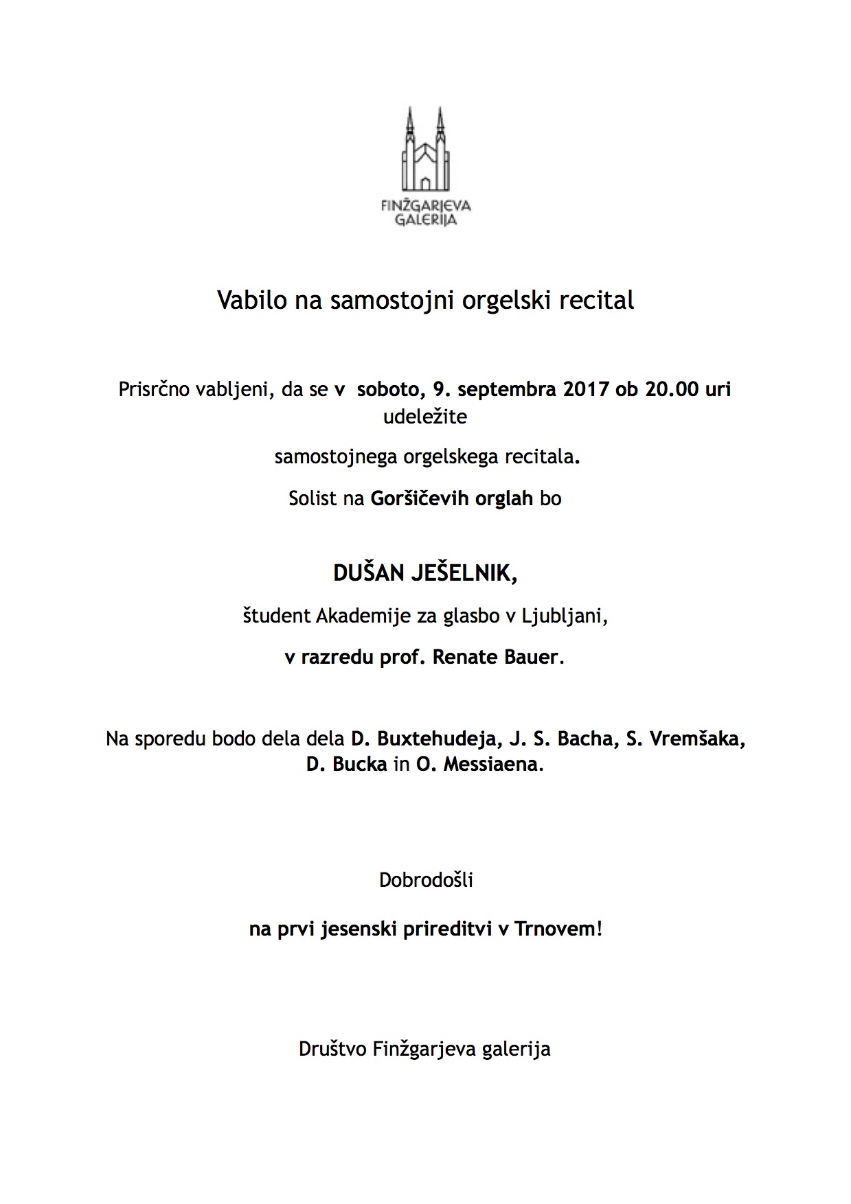 Dušan JEŠELNIK orgelski recital
