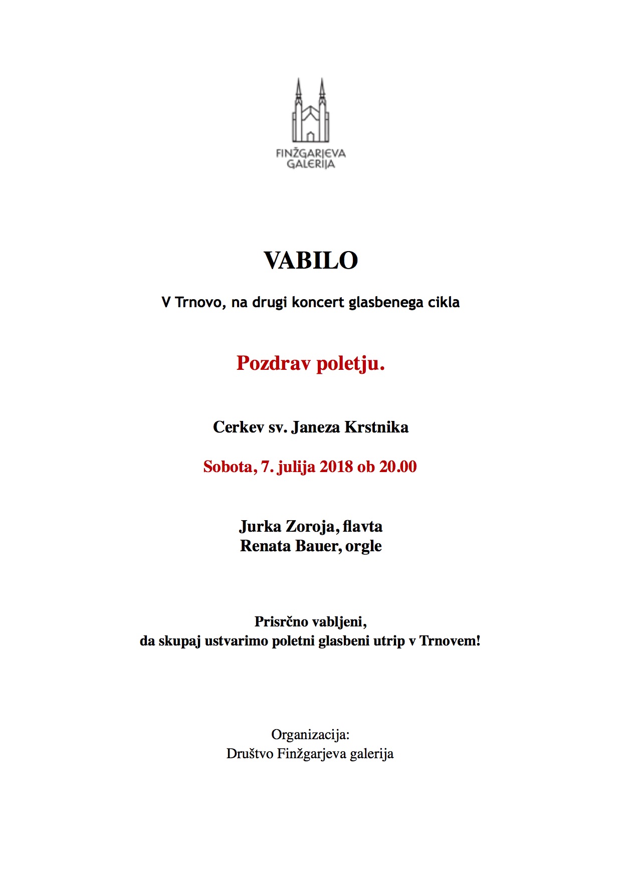 VABILO NA KONCERT POZDRAV POLETJU II